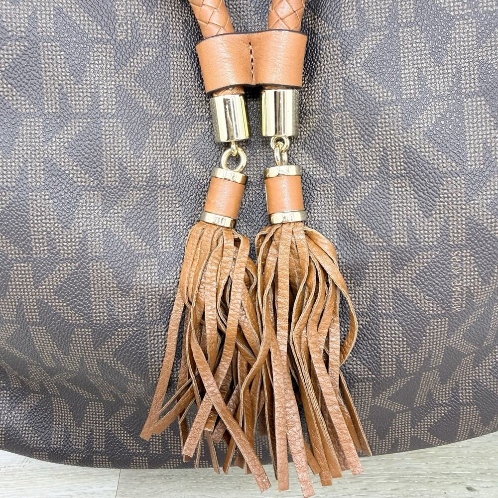 Michael Kors Brown Jet Set Marina Large Gathered Logo Tote Purse Shoulder Bag - Picture 4 of 13